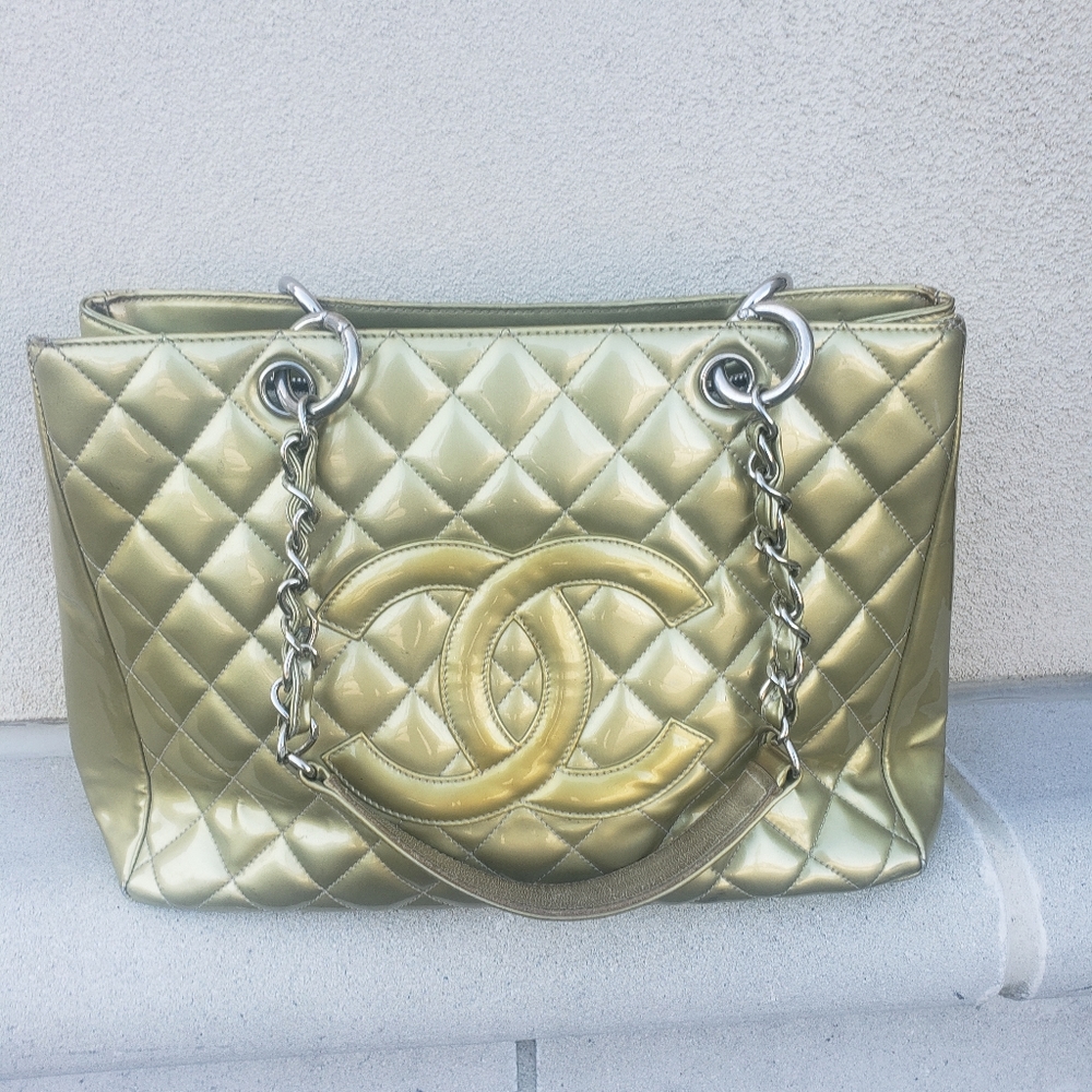 SOLD Chanel patent gst metallic tote
